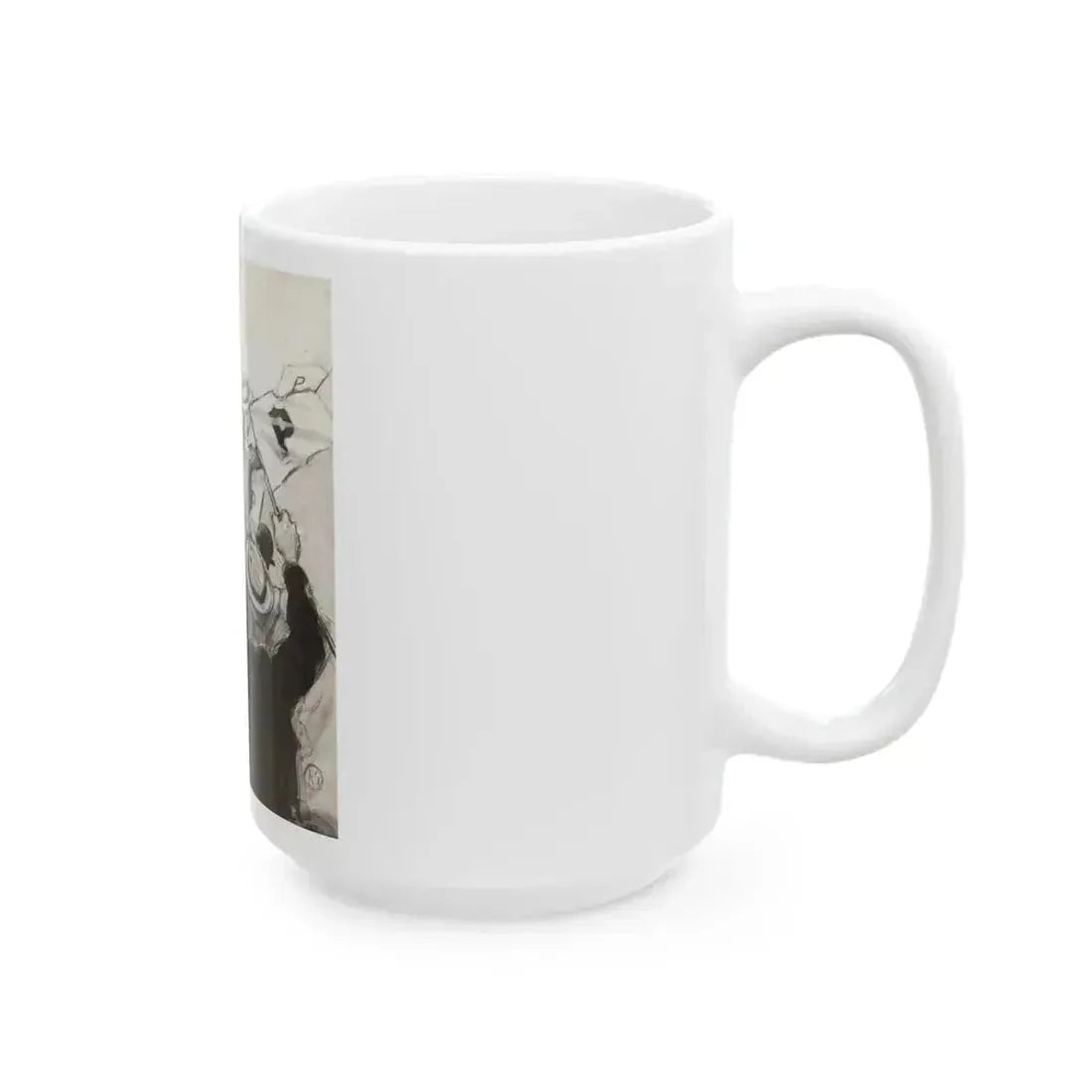Fans in the Stands, probable magazine story illustration - White Coffee Mug - Go Mug Yourself