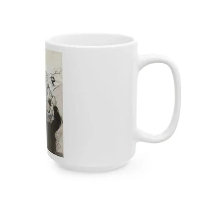 Fans in the Stands, probable magazine story illustration - White Coffee Mug - Go Mug Yourself