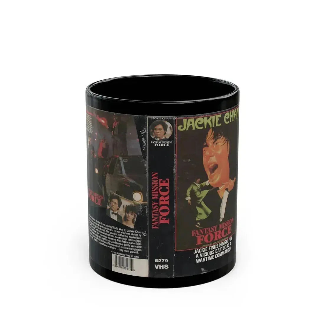 FANTASY MISSION FORCE JACKIE CHAN (VHS COVER) - Black Coffee Mug 11oz - Go Mug Yourself