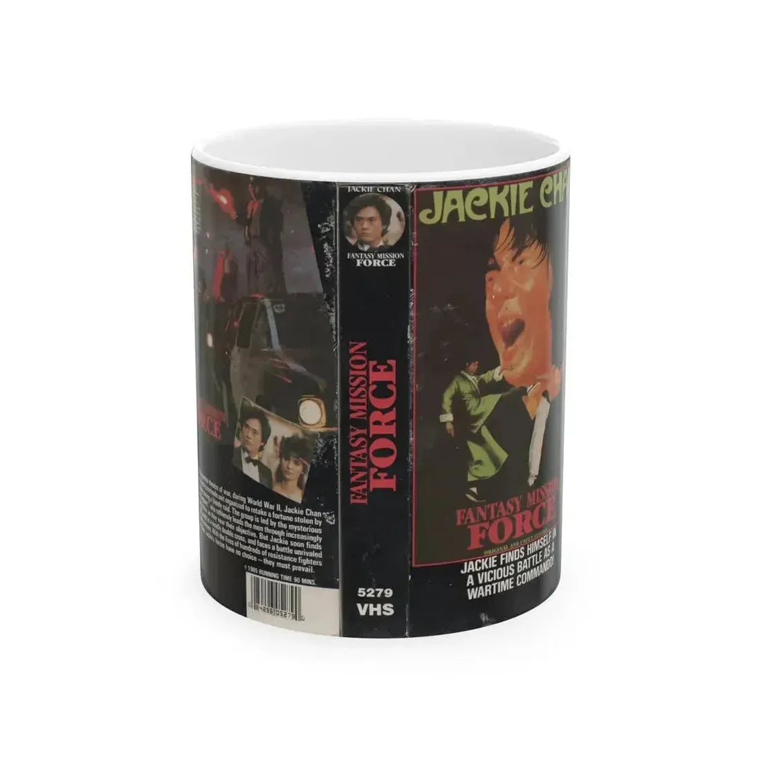 FANTASY MISSION FORCE JACKIE CHAN (VHS COVER) - White Coffee Mug 11oz - Go Mug Yourself