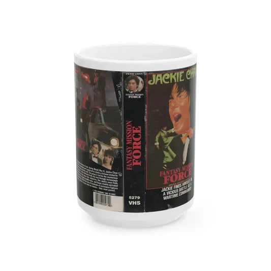 FANTASY MISSION FORCE JACKIE CHAN (VHS COVER) - White Coffee Mug 15oz - Go Mug Yourself