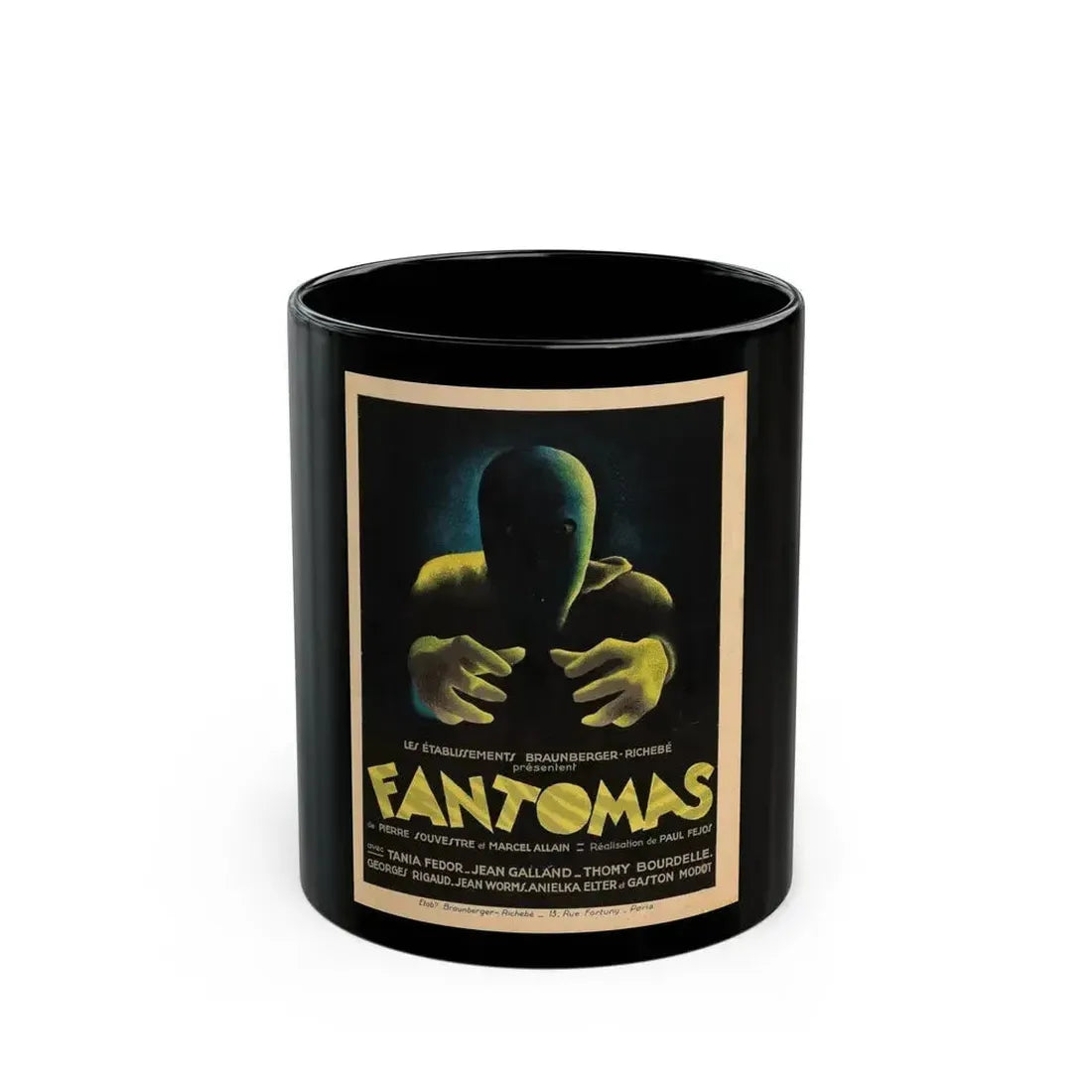 FANTOMAS 1964 Movie Poster - Black Coffee Mug 11oz - Go Mug Yourself