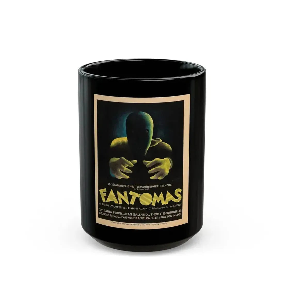 FANTOMAS 1964 Movie Poster - Black Coffee Mug 15oz - Go Mug Yourself