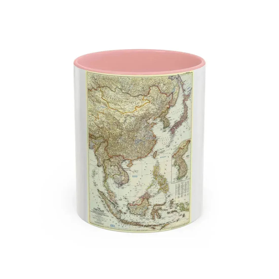 Far East (1952) (Map) Accent Coffee Mug 11oz Pink - Go Mug Yourself