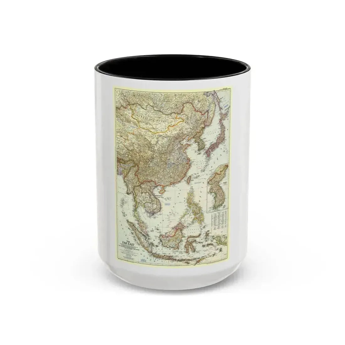 Far East (1952) (Map) Accent Coffee Mug 15oz Black - Go Mug Yourself