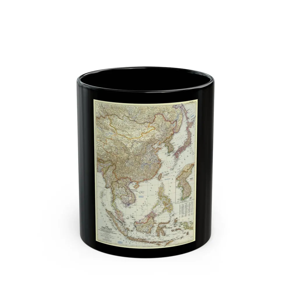 Far East (1952) (Map) Black Coffee Mug-11oz-Go Mug Yourself