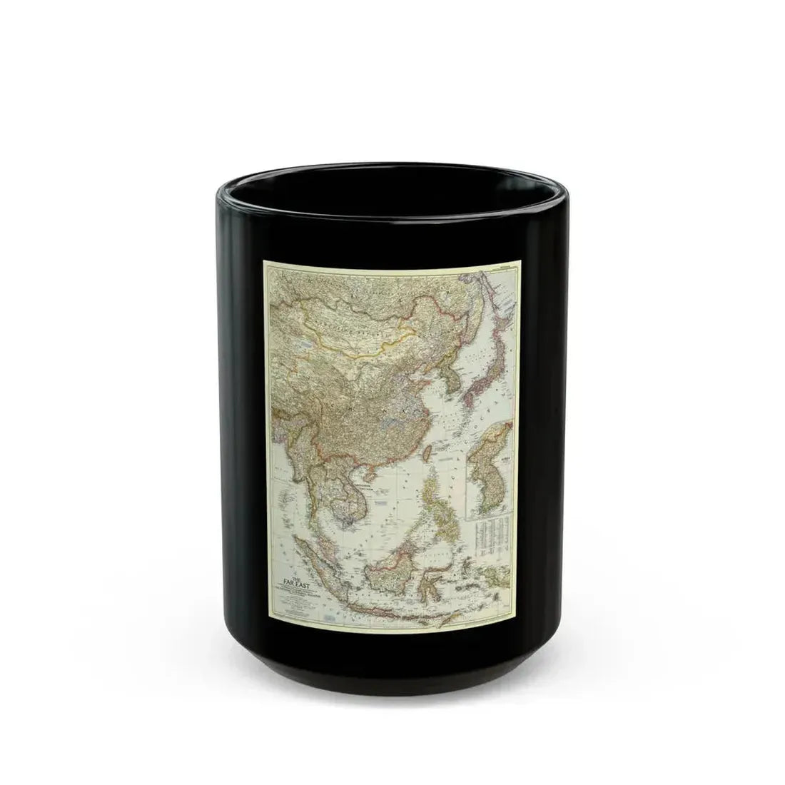 Far East (1952) (Map) Black Coffee Mug 15oz - Go Mug Yourself