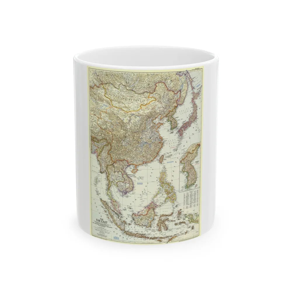 Far East (1952) (Map) White Coffee Mug-11oz-Go Mug Yourself