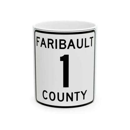 Faribault County Route 1 MN (Minnesota) (Road Sign) White Coffee Mug 11oz - Go Mug Yourself
