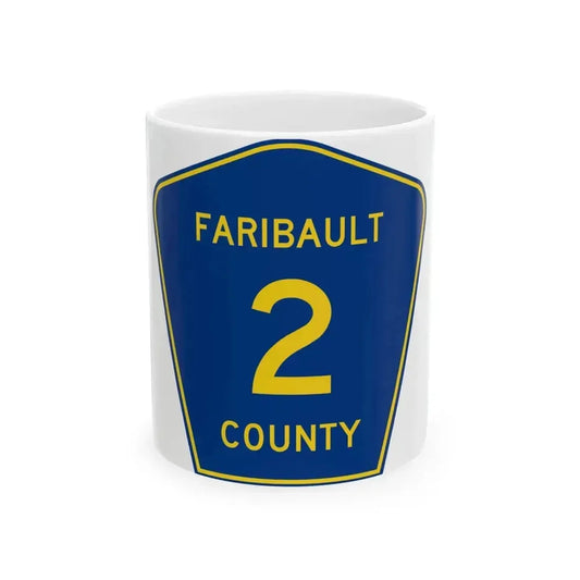 Faribault County Route 2 MN (Minnesota) (Road Sign) White Coffee Mug 11oz - Go Mug Yourself