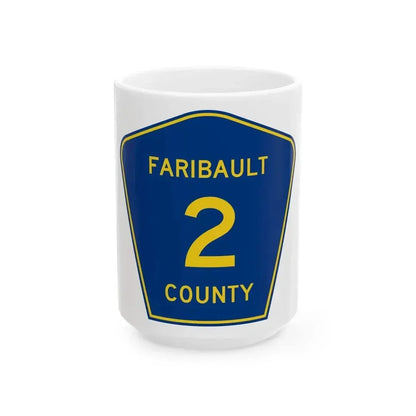 Faribault County Route 2 MN (Minnesota) (Road Sign) White Coffee Mug 15oz - Go Mug Yourself