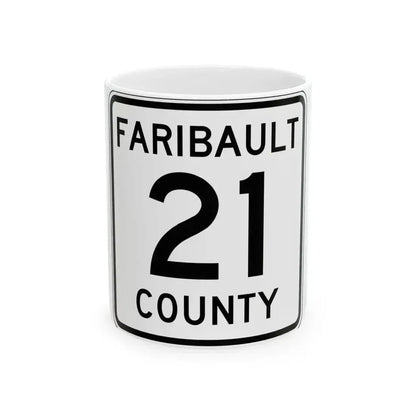 Faribault County Route 21 MN (Minnesota) (Road Sign) White Coffee Mug 11oz - Go Mug Yourself