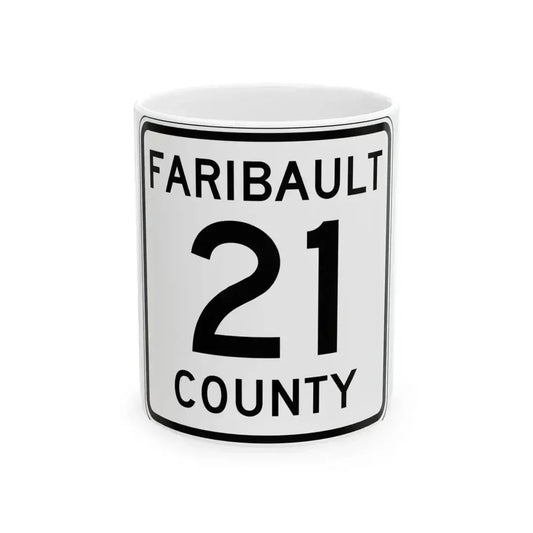 Faribault County Route 21 MN (Minnesota) (Road Sign) White Coffee Mug 11oz - Go Mug Yourself