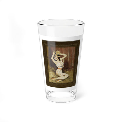 Farm Girl (framed) - Pint Glass 16oz-16oz-Go Mug Yourself