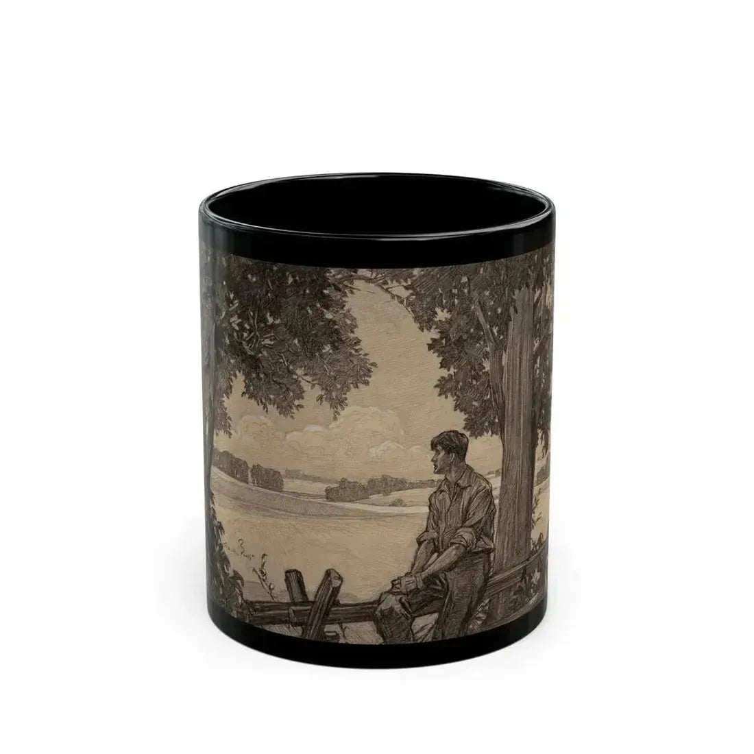 Farmer on the Fence - Black Coffee Mug 11oz - Go Mug Yourself