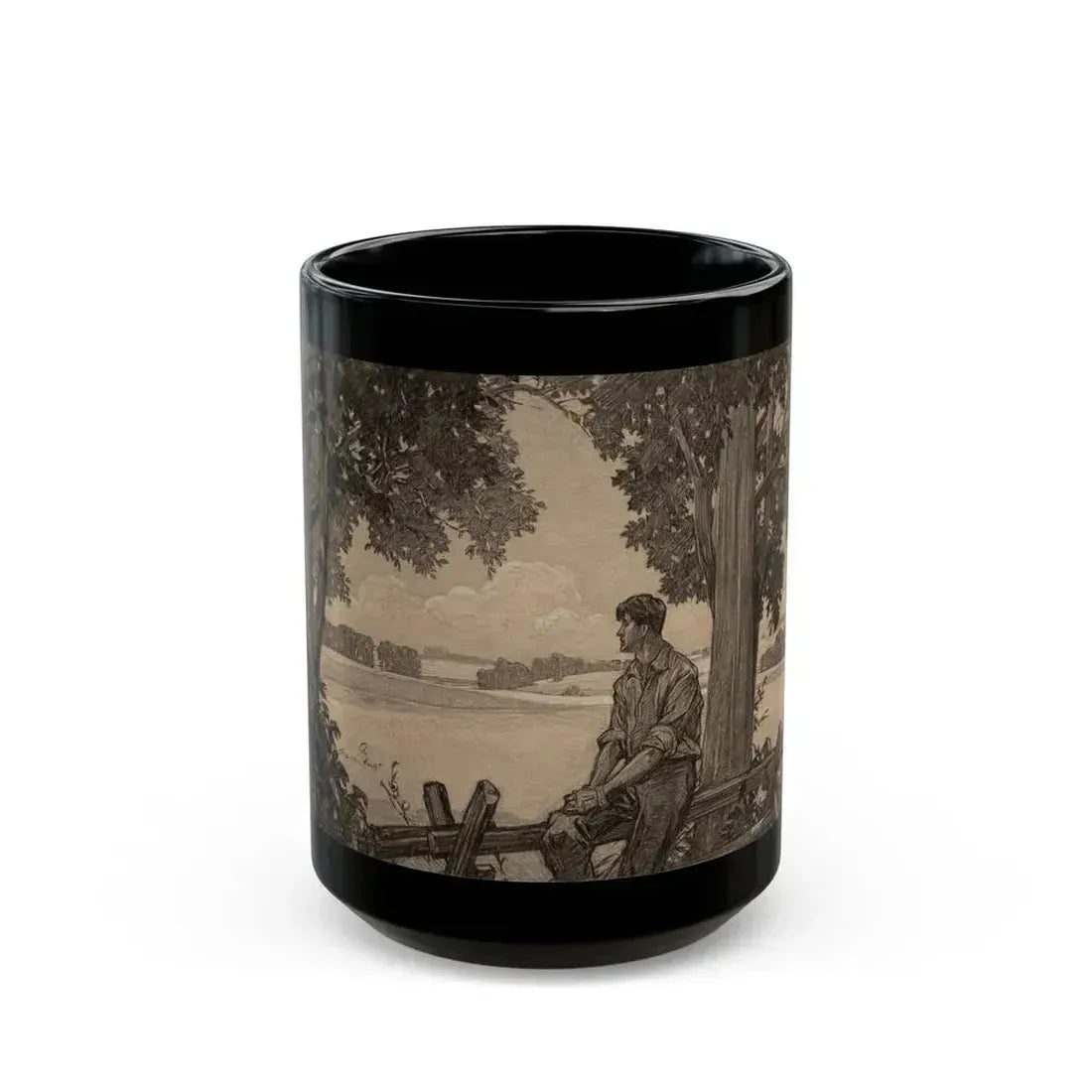 Farmer on the Fence - Black Coffee Mug 15oz - Go Mug Yourself