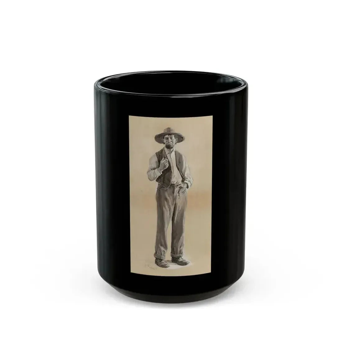 Farmer with his Pipe - Black Coffee Mug 15oz - Go Mug Yourself