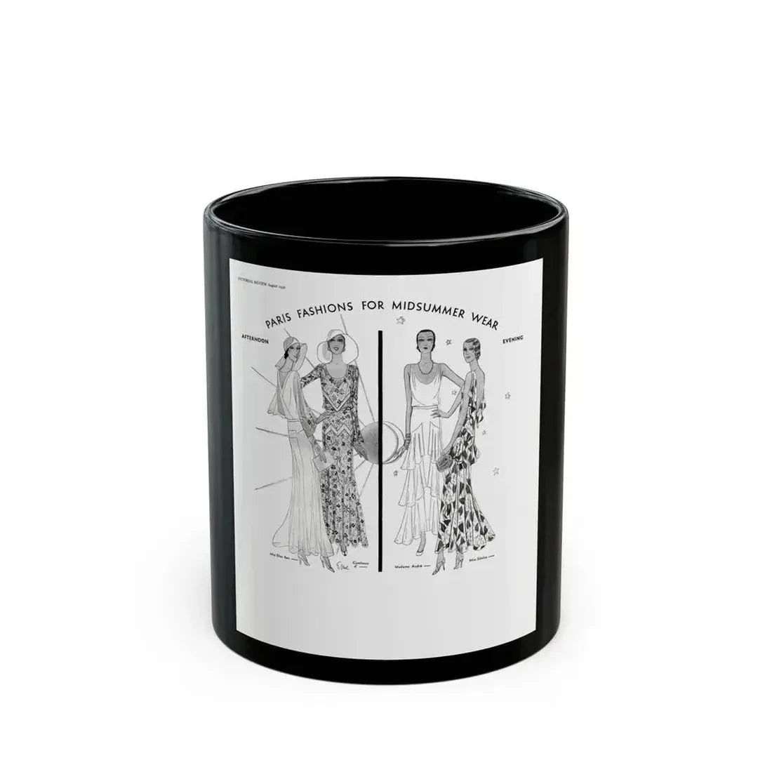 Fashion Illustration (1), Pictorial Review, August 1930 - Black Coffee Mug 11oz - Go Mug Yourself