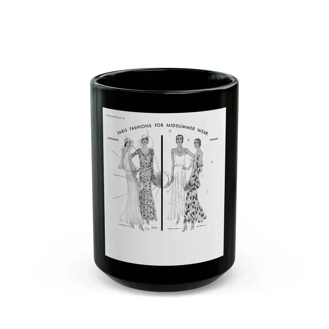 Fashion Illustration (1), Pictorial Review, August 1930 - Black Coffee Mug 15oz - Go Mug Yourself