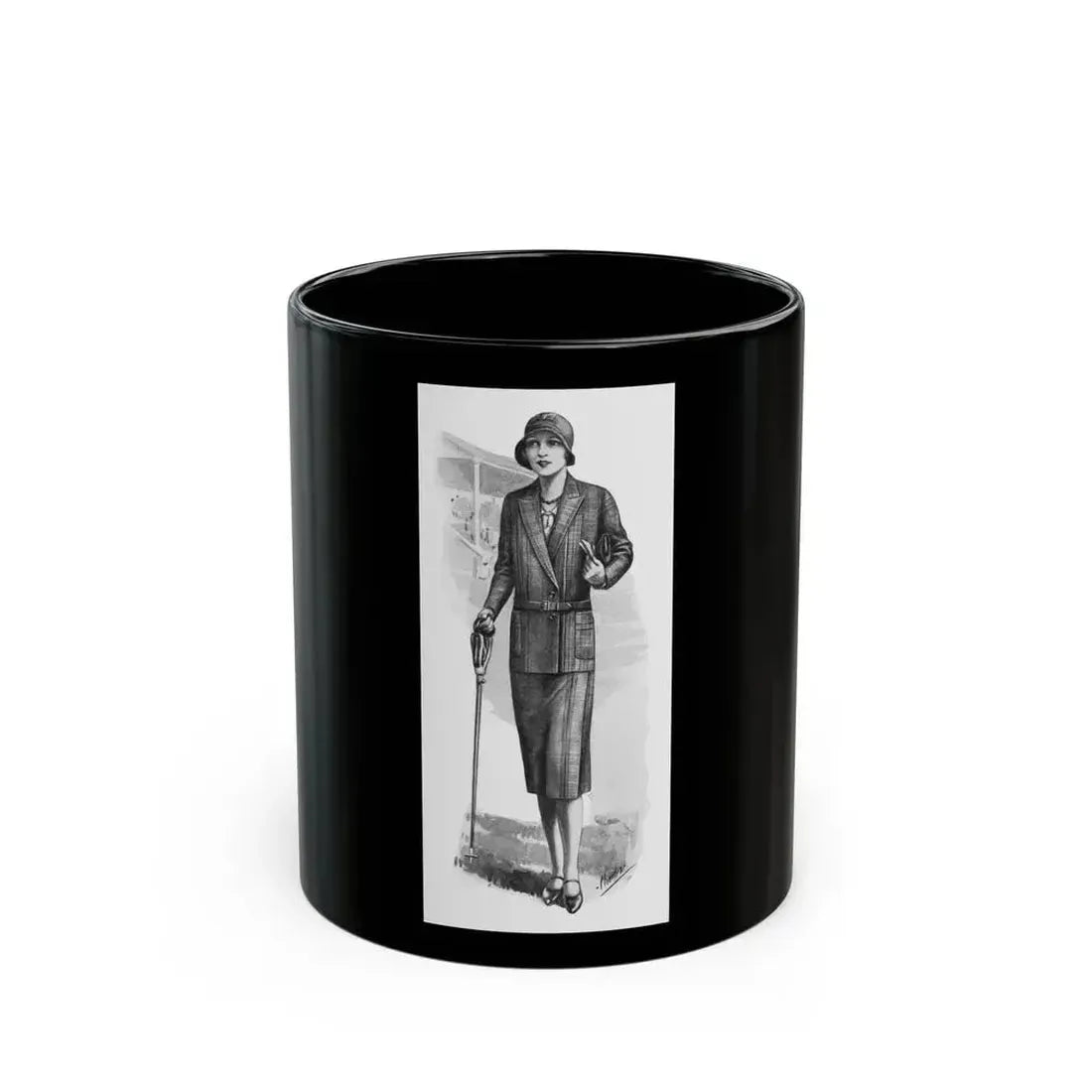 Fashion Illustration, 1930 - Black Coffee Mug 11oz - Go Mug Yourself