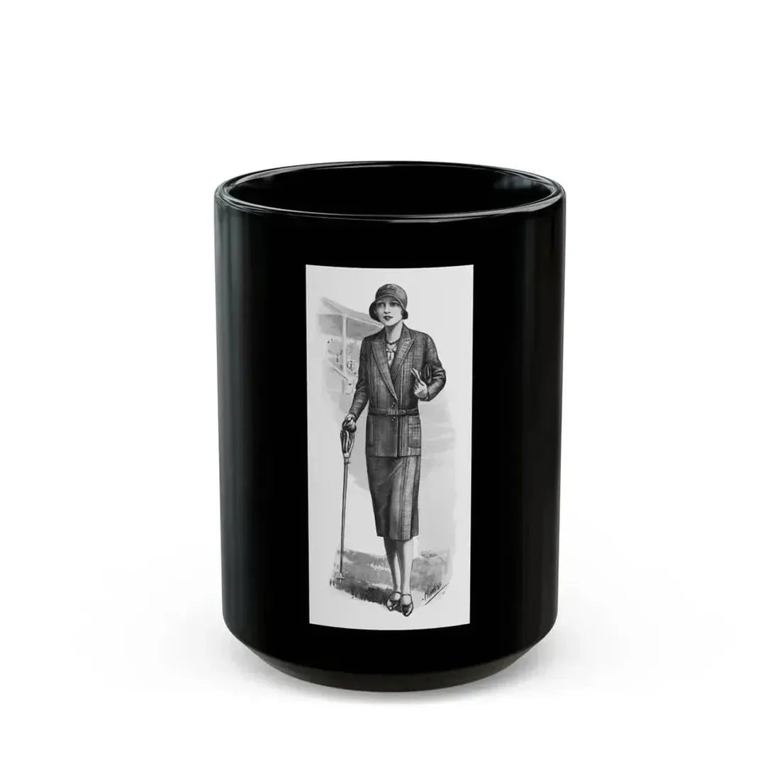 Fashion Illustration, 1930 - Black Coffee Mug 15oz - Go Mug Yourself