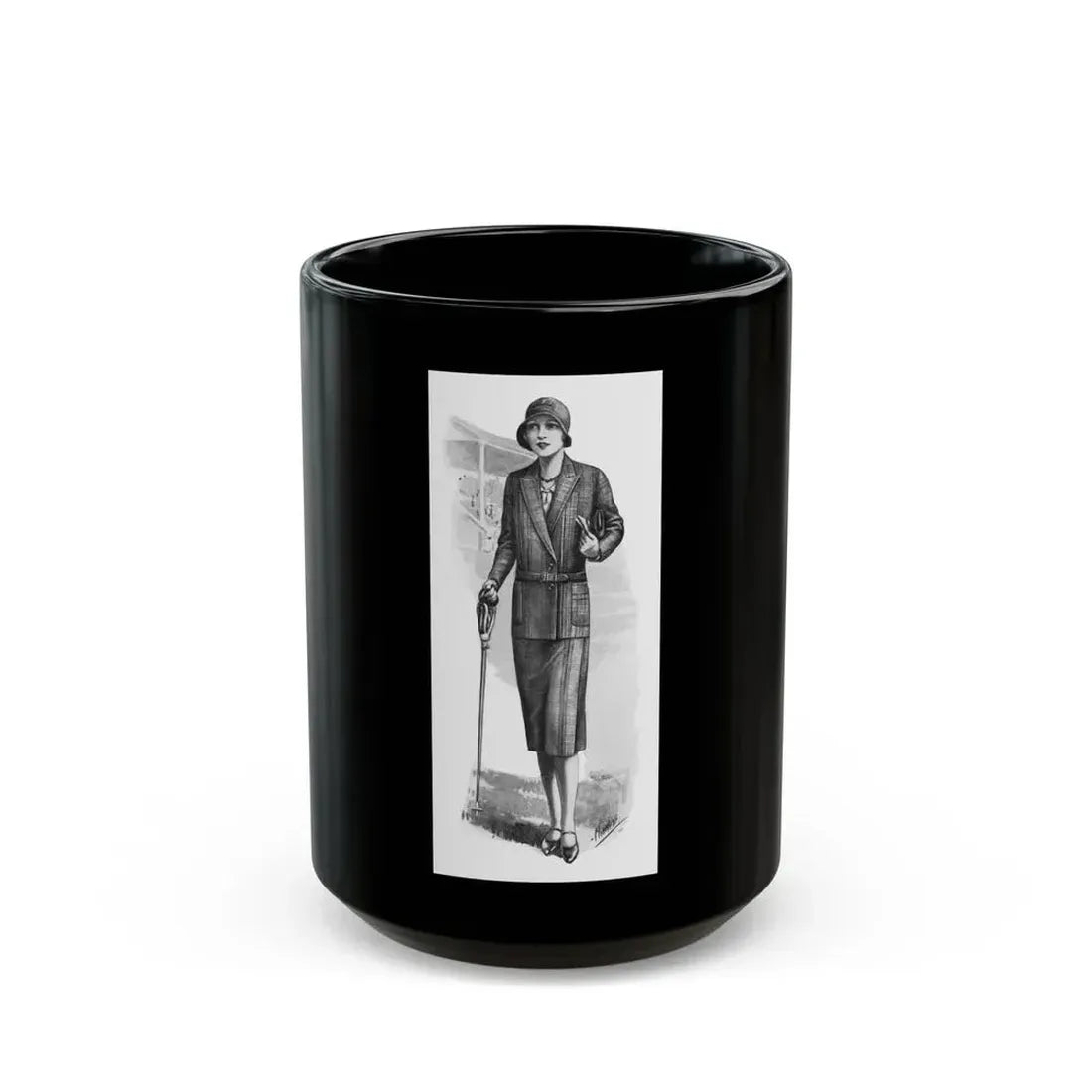 Fashion Illustration, 1930 - Black Coffee Mug 15oz - Go Mug Yourself