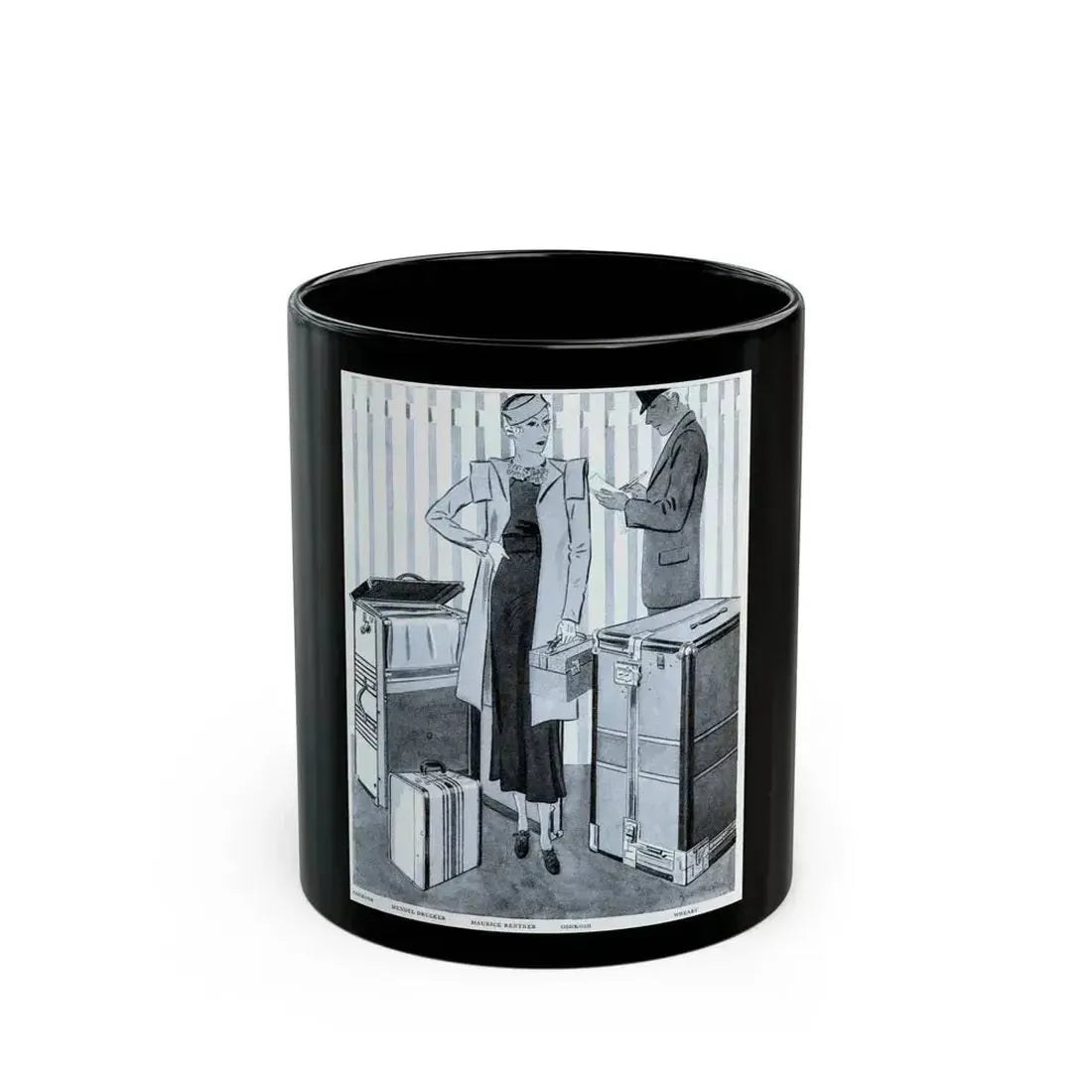 Fashion Illustration, 1933 - Black Coffee Mug 11oz - Go Mug Yourself