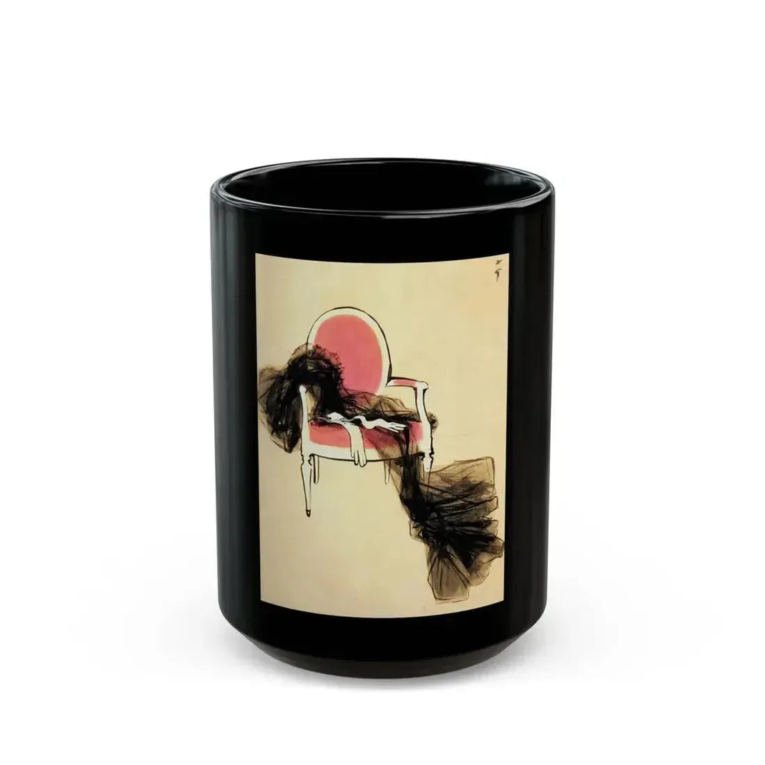 Fashion illustration (2)_1 - Black Coffee Mug 15oz - Go Mug Yourself