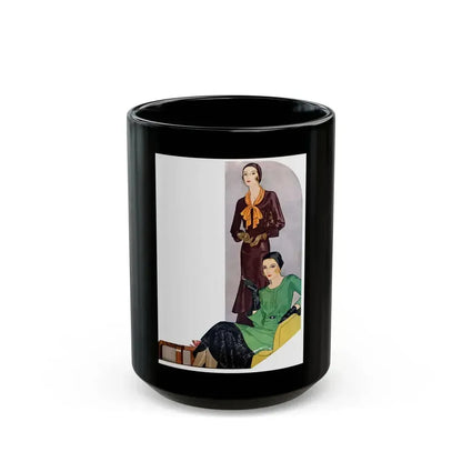 Fashion Illustration (2) - Black Coffee Mug 15oz - Go Mug Yourself