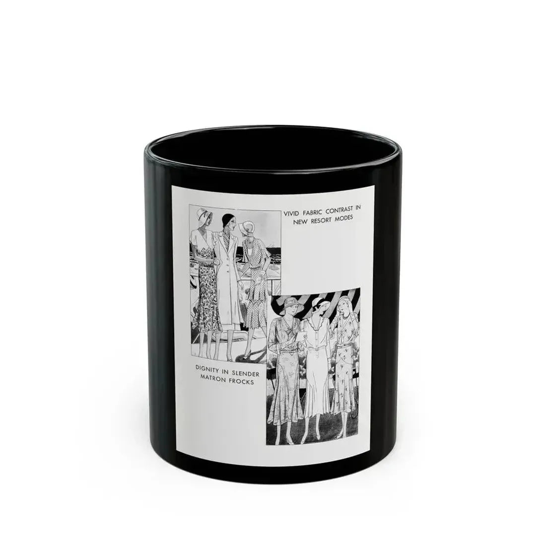 Fashion Illustration (2), Pictorial Review, August 1930 - Black Coffee Mug 11oz - Go Mug Yourself
