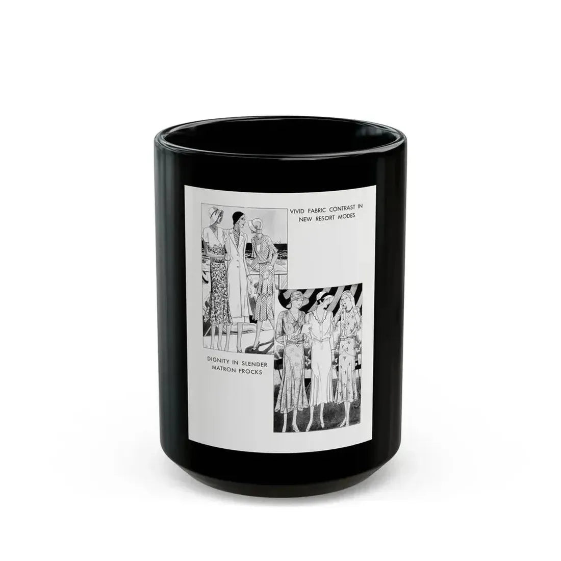 Fashion Illustration (2), Pictorial Review, August 1930 - Black Coffee Mug 15oz - Go Mug Yourself