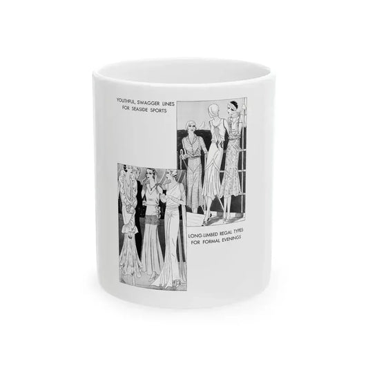 Fashion Illustration (3), Pictorial Review, August 1930 - White Coffee Mug 11oz - Go Mug Yourself