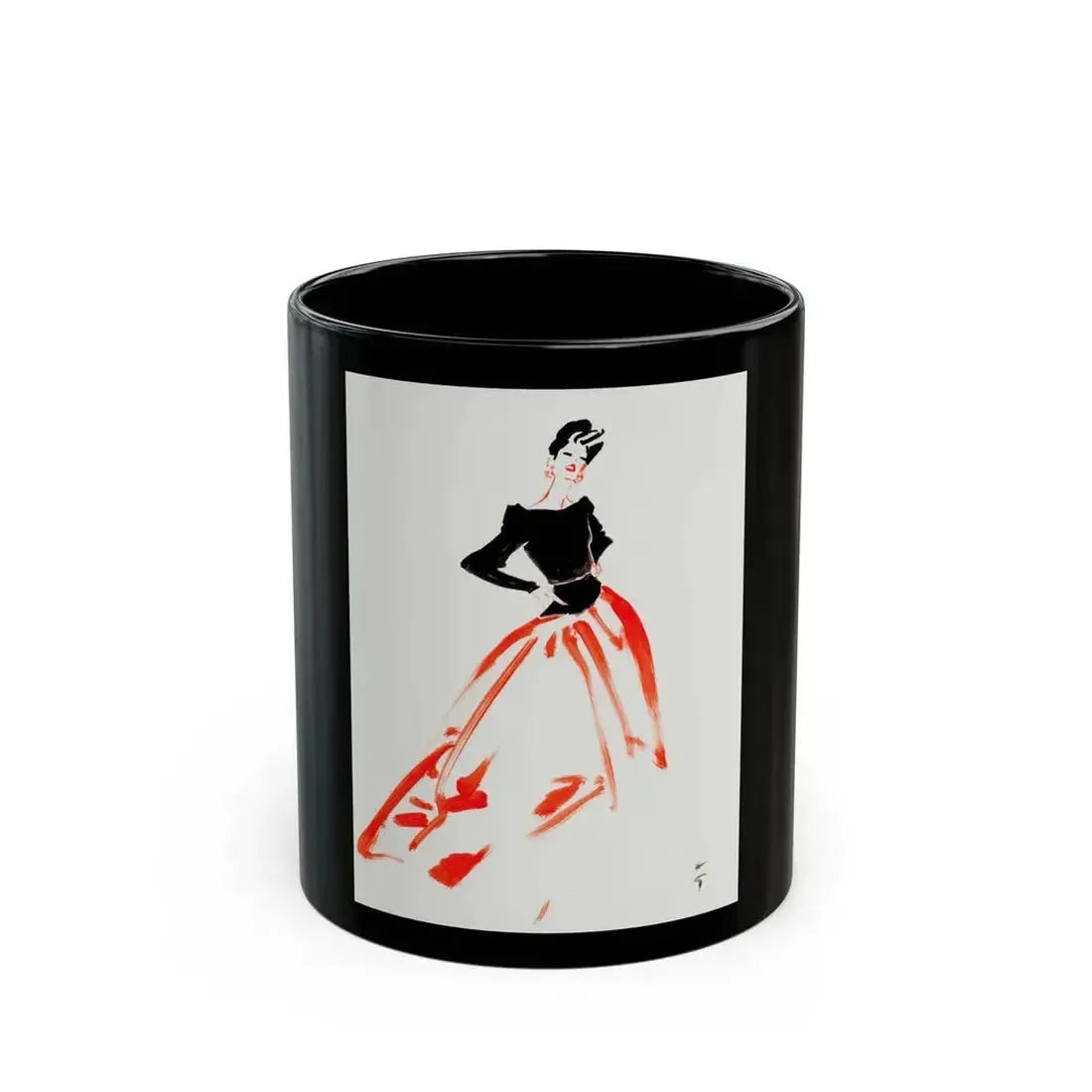 Fashion illustration (4) - Black Coffee Mug 11oz - Go Mug Yourself