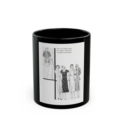 Fashion Illustration (4), Pictorial Review, August 1930 - Black Coffee Mug 11oz - Go Mug Yourself