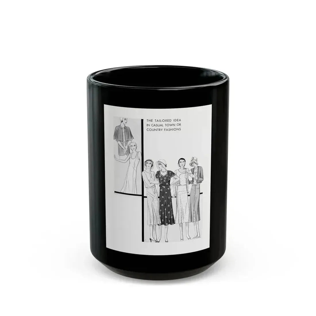Fashion Illustration (4), Pictorial Review, August 1930 - Black Coffee Mug 15oz - Go Mug Yourself