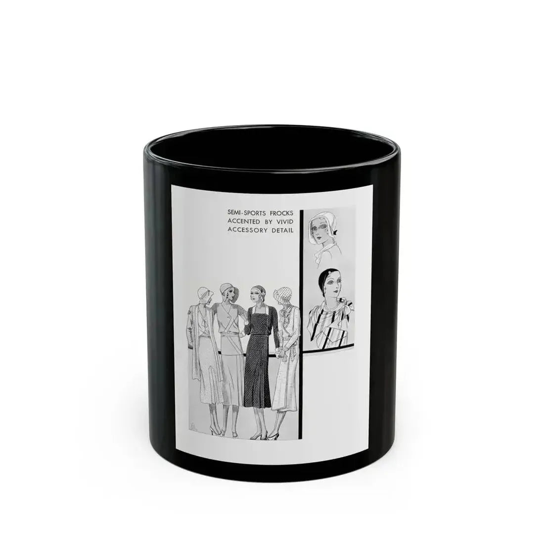 Fashion Illustration (5), Pictorial Review, August 1930 - Black Coffee Mug 11oz - Go Mug Yourself