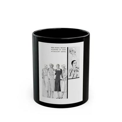 Fashion Illustration (5), Pictorial Review, August 1930 - Black Coffee Mug 11oz - Go Mug Yourself