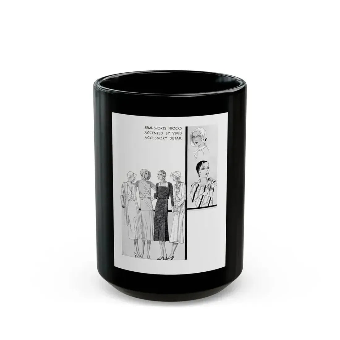 Fashion Illustration (5), Pictorial Review, August 1930 - Black Coffee Mug 15oz - Go Mug Yourself