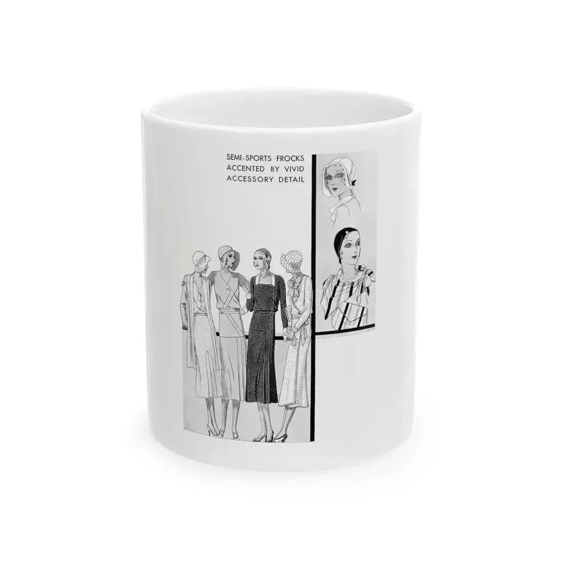 Fashion Illustration (5), Pictorial Review, August 1930 - White Coffee Mug 11oz - Go Mug Yourself