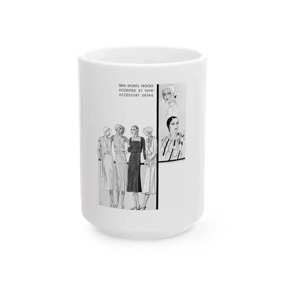 Fashion Illustration (5), Pictorial Review, August 1930 - White Coffee Mug 15oz - Go Mug Yourself