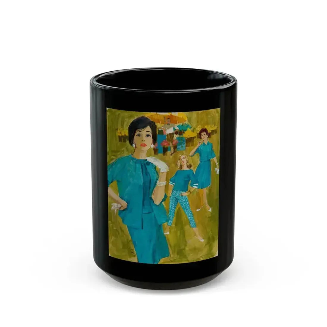 Fashion illustration - Black Coffee Mug 15oz - Go Mug Yourself