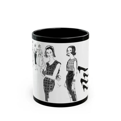 Fashion Illustration by Erica Perl, 1957 (1) - Black Coffee Mug 11oz - Go Mug Yourself