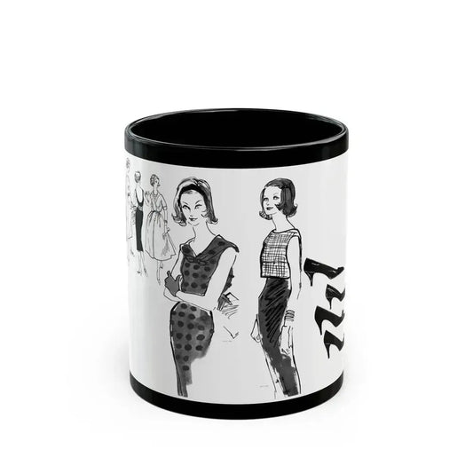 Fashion Illustration by Erica Perl, 1957 (1) - Black Coffee Mug 11oz - Go Mug Yourself