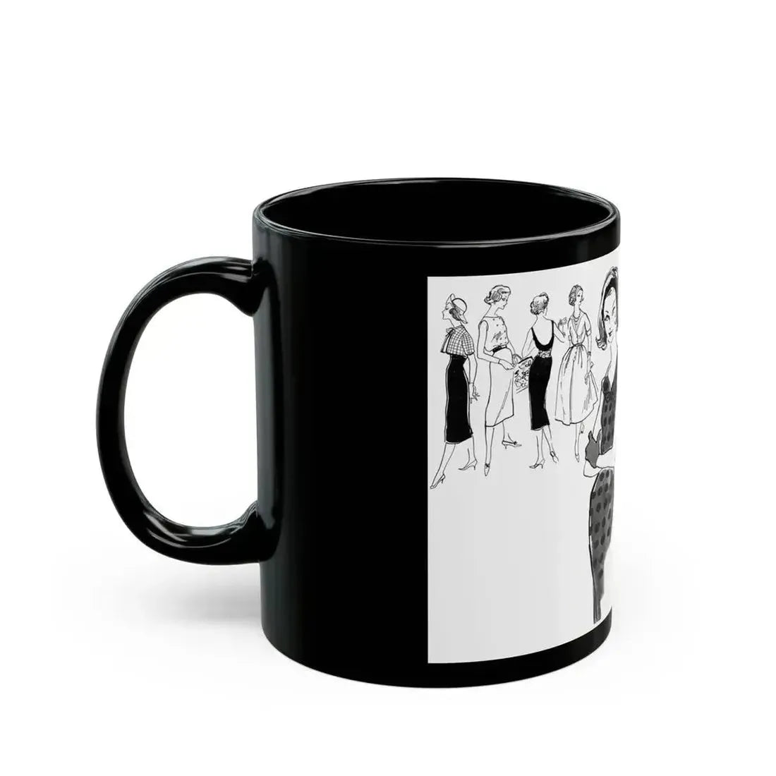 Fashion Illustration by Erica Perl, 1957 (1) - Black Coffee Mug - Go Mug Yourself