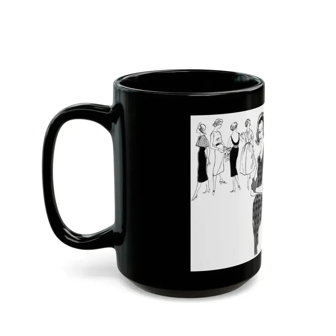 Fashion Illustration by Erica Perl, 1957 (1) - Black Coffee Mug - Go Mug Yourself