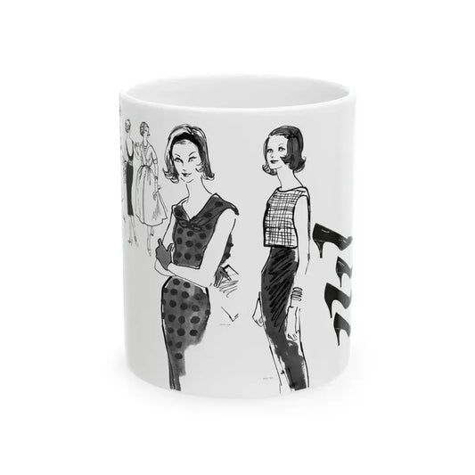 Fashion Illustration by Erica Perl, 1957 (1) - White Coffee Mug 11oz - Go Mug Yourself