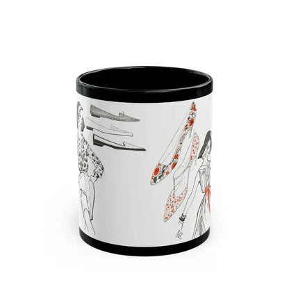 Fashion Illustration by Erica Perl, 1957 (2) - Black Coffee Mug 11oz - Go Mug Yourself