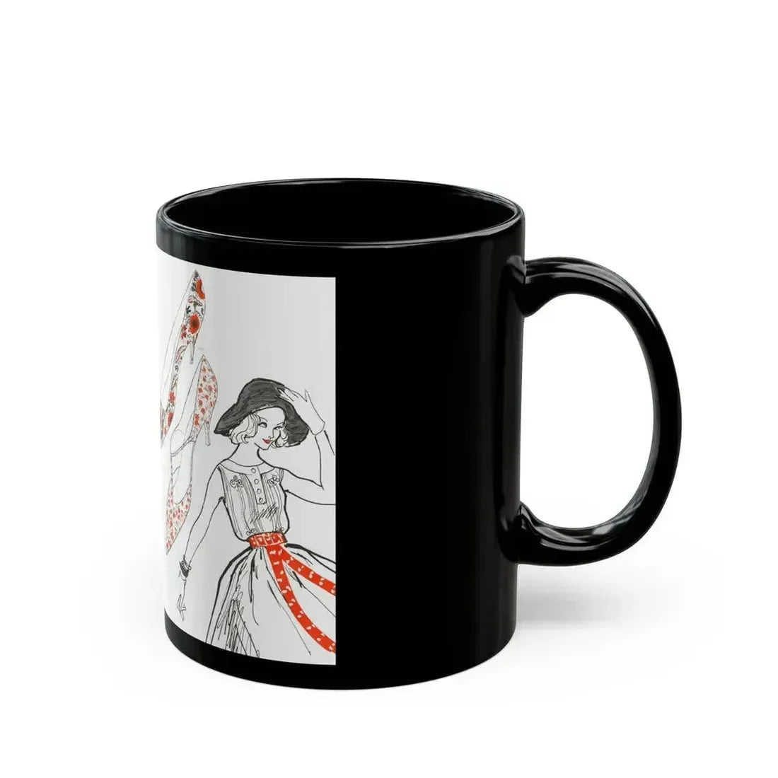 Fashion Illustration by Erica Perl, 1957 (2) - Black Coffee Mug - Go Mug Yourself