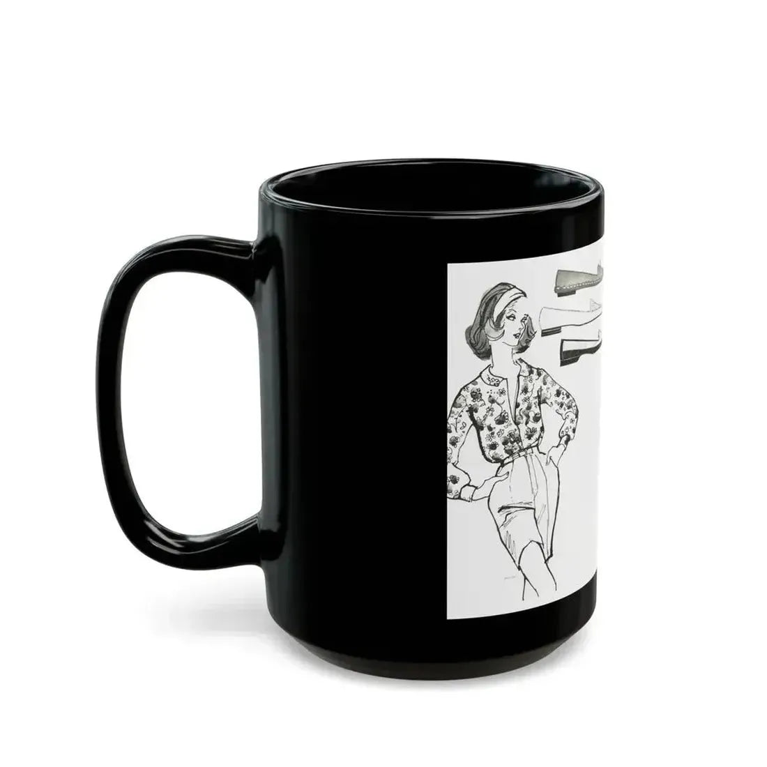 Fashion Illustration by Erica Perl, 1957 (2) - Black Coffee Mug - Go Mug Yourself