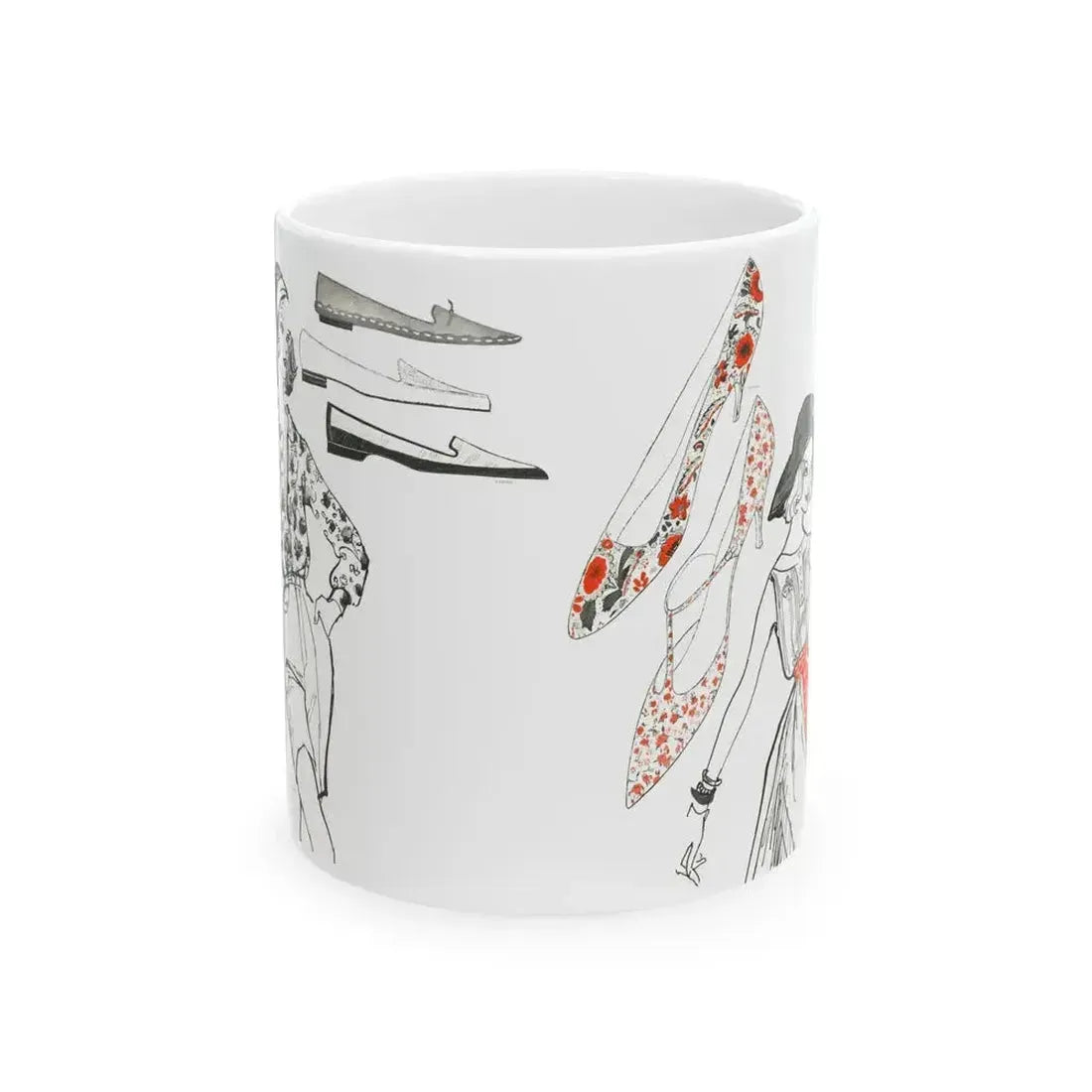 Fashion Illustration by Erica Perl, 1957 (2) - White Coffee Mug 11oz - Go Mug Yourself